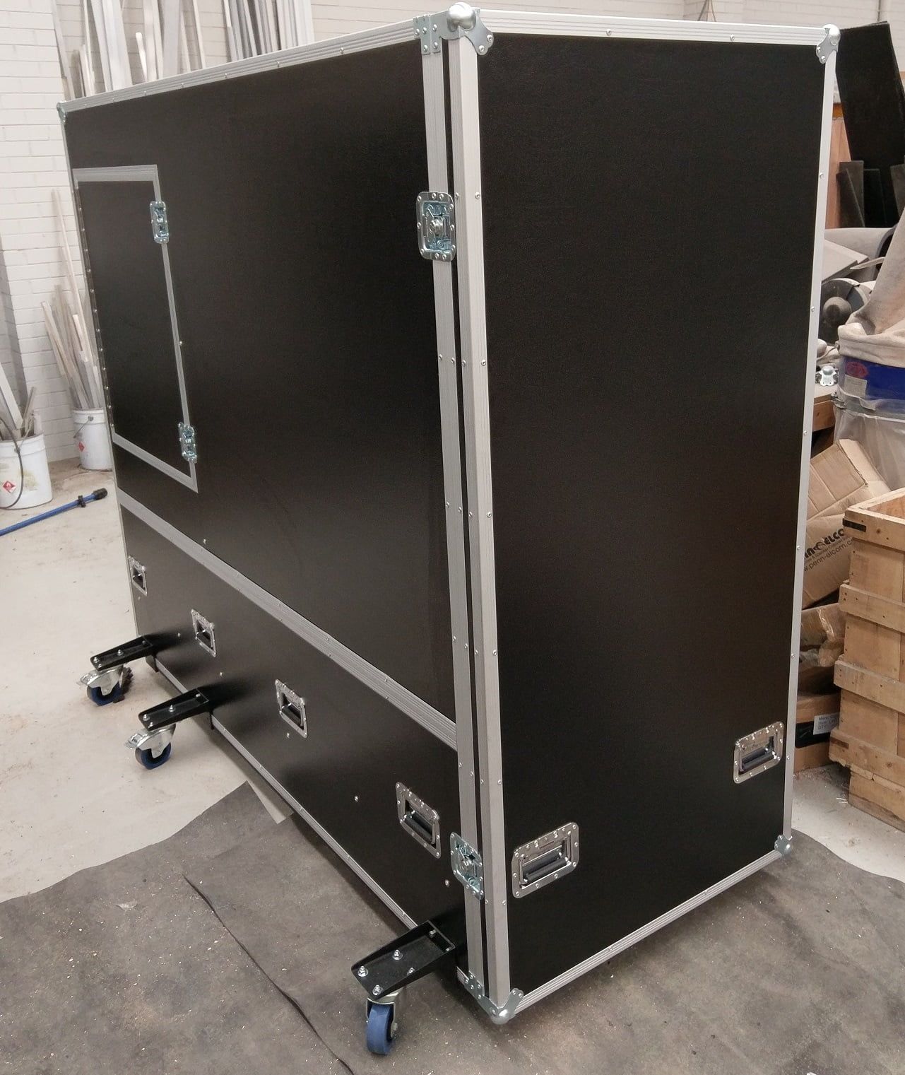 Large Tall Road Case With Extended Castors And Dividers (view 6 of 7)