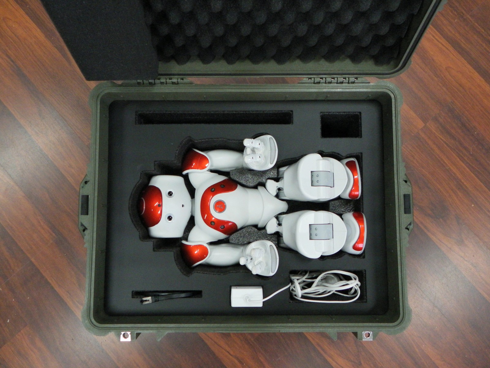 Olive Drab Green Pelican Case With Custom Foam Insert For Medical Robot