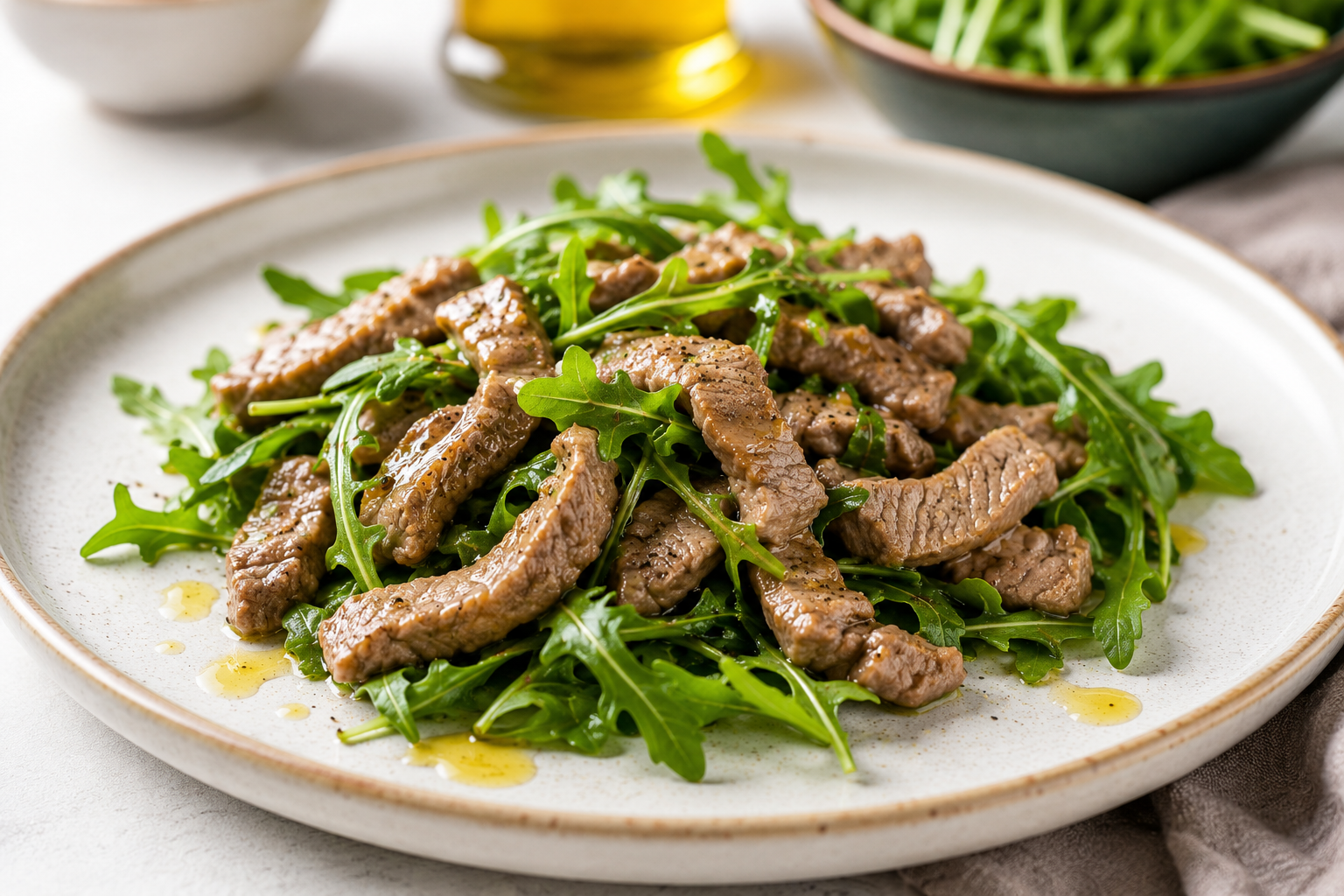 Straccetti di vitello con rucola: un secondo piatto semplice e leggero