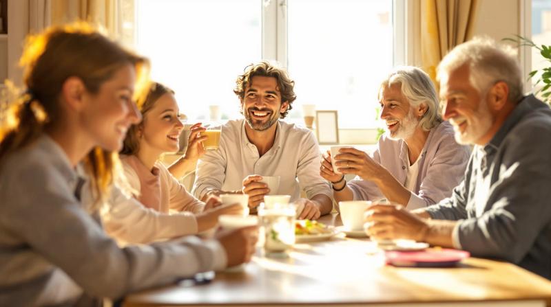 Persone che bevono latte insieme