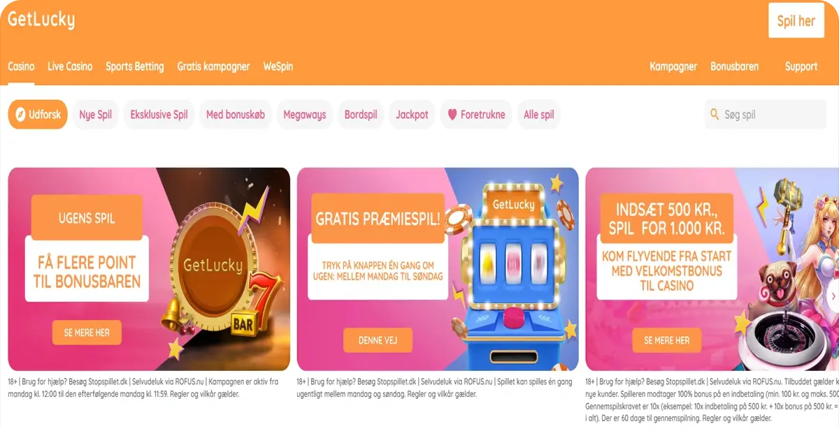 GetLucky casino tema