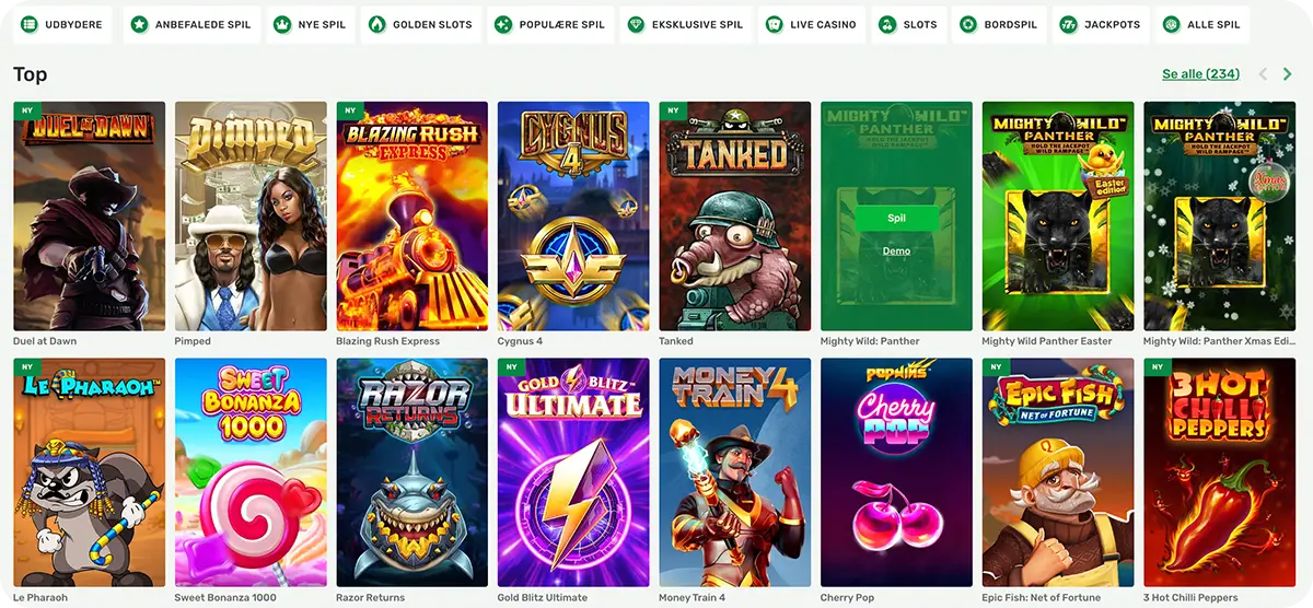 CampoBet spiludbydere og casino spil