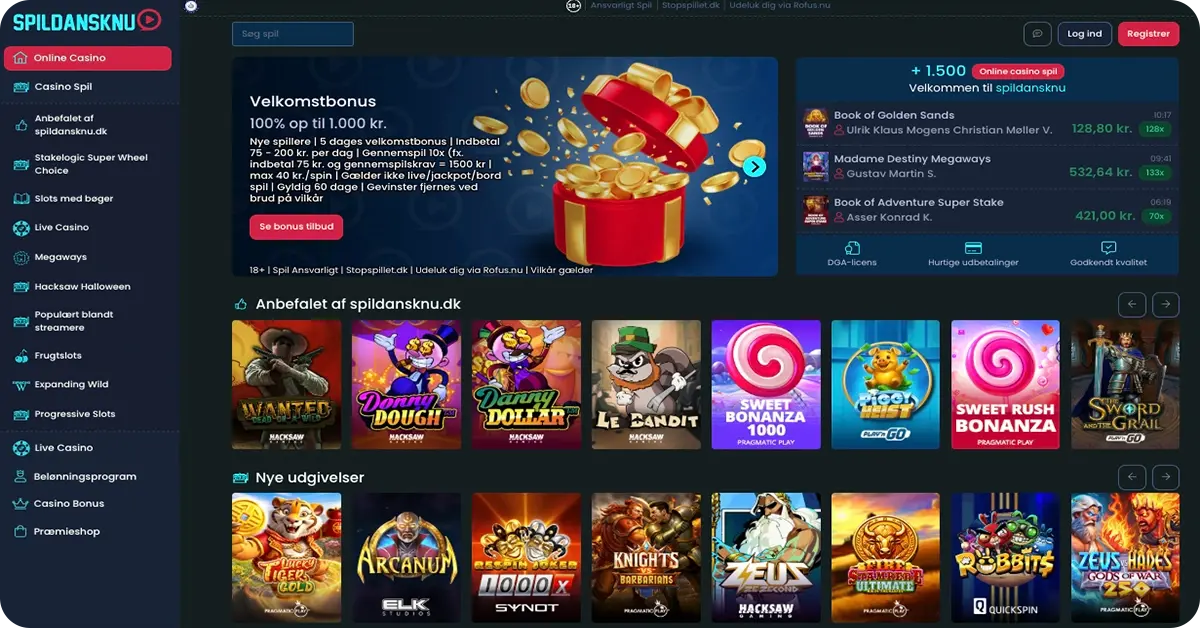 Spildansknu - 100% op til 1.000 kr. - Bedste online casino udbetaling.