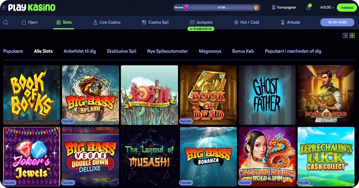 PlayKasino spiludbydere og casino spil