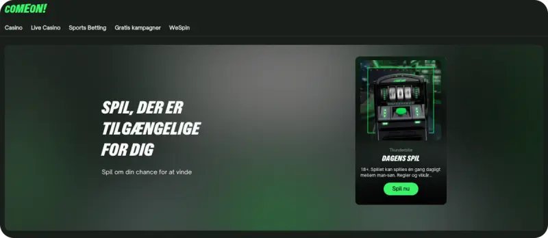 ComeOn - Vind free spins om mandagen i via dagens spil