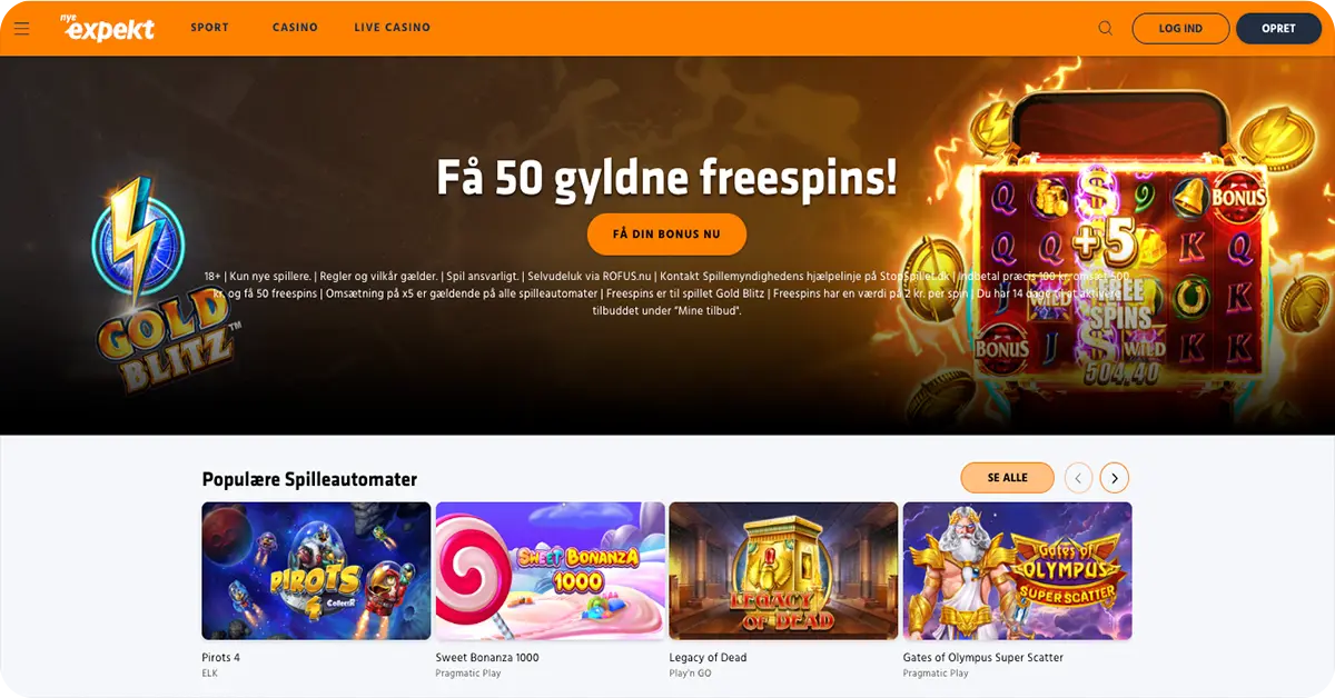 Expekt — Få 50 free spins til Gold Blitz