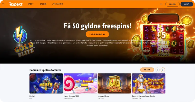 Expekt — Få 50 free spins til Gold Blitz