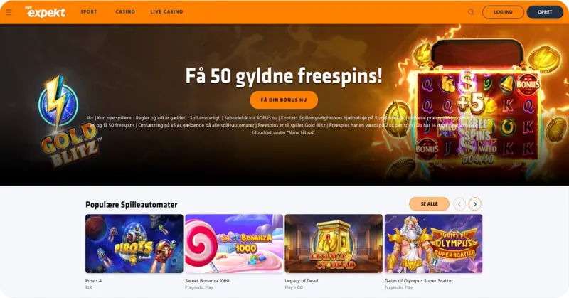 Expekt — Få 50 free spins til Gold Blitz