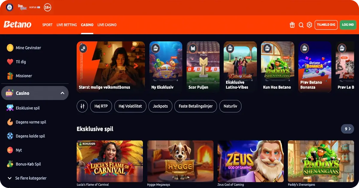 Betano - 10 free spins + 100% op til 1.000 kr.