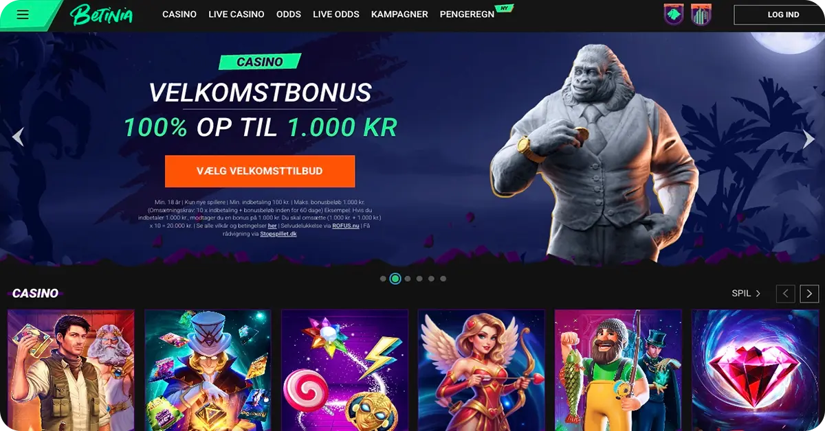 Betinia - Få 100% op til 1.000 kr.