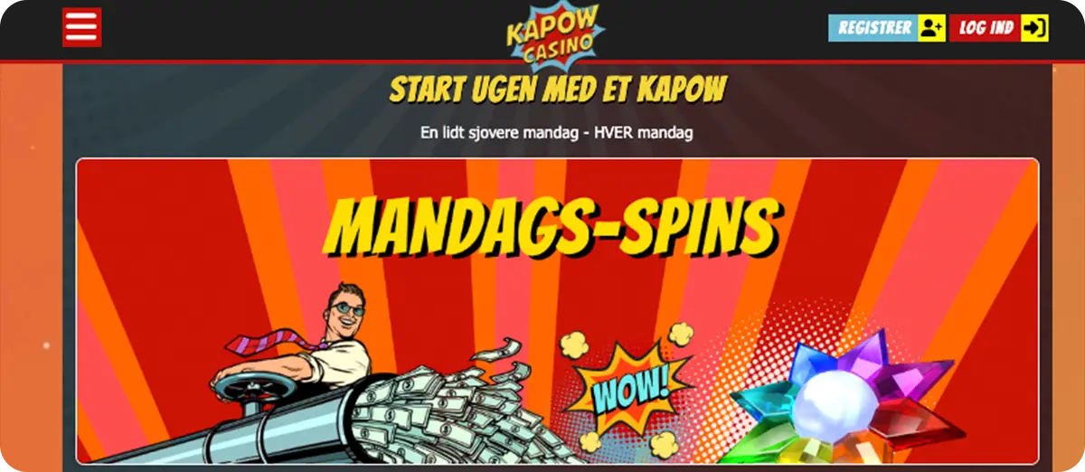 KapowCasino - 5 gratis spins hver mandag