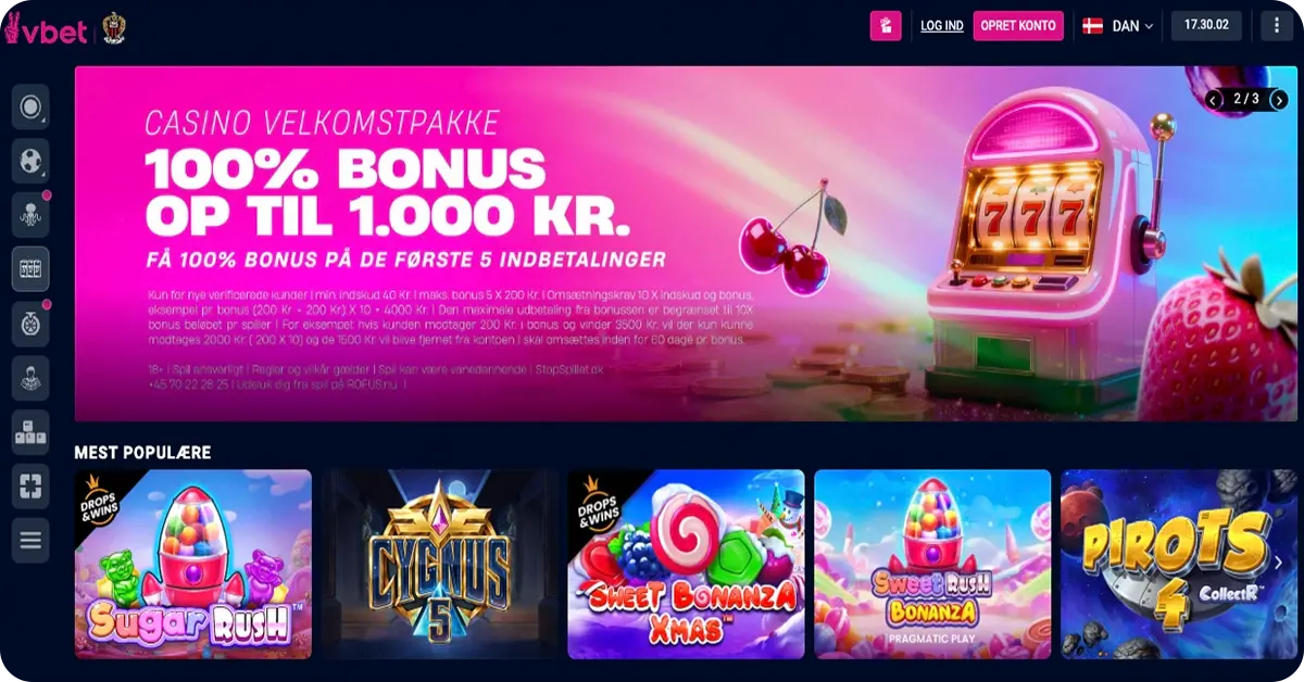 vBet - Få 100% op til 1.000 kr.