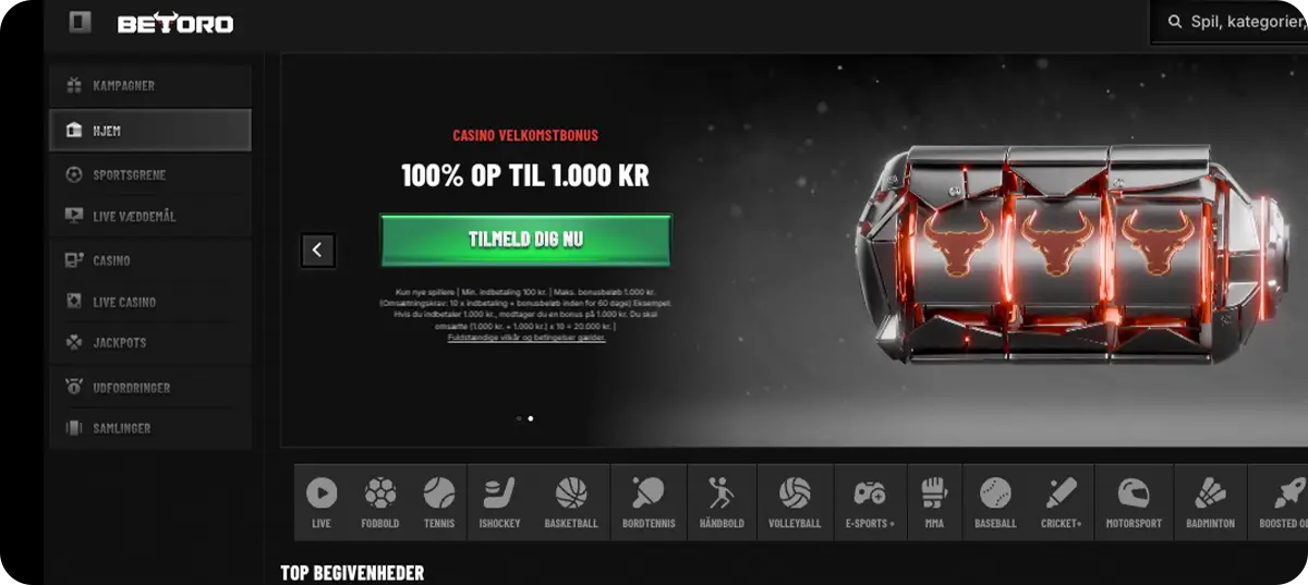 Betoro Casino Velkomstbonus - 100% op til 1.000 kr.
