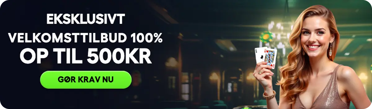 PlayKasino Casino Velkomstbonus - 100% op til 500 kr.