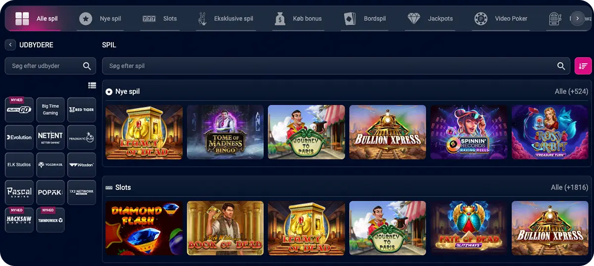 vbet spiludbydere og casino spil