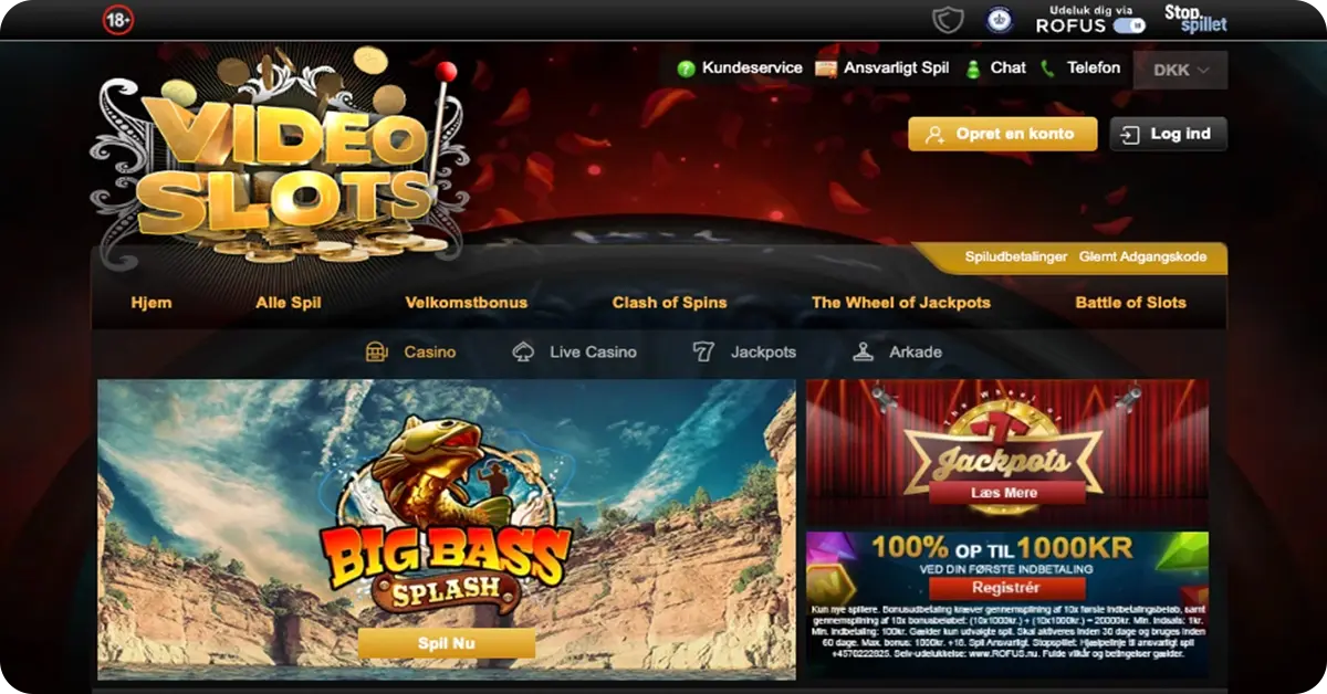 VideoSlots - Få 100% op til 1.000 kr.