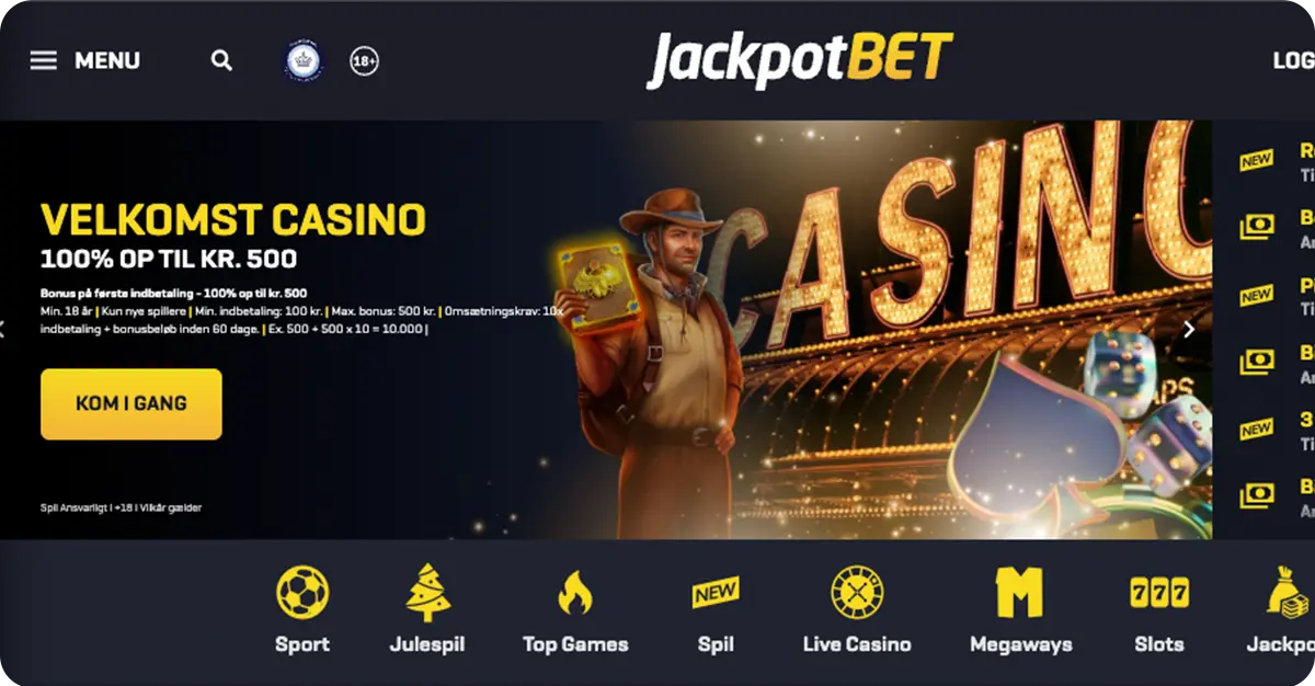JackpotBet – Mobilfokuseret casino med spins i centrum