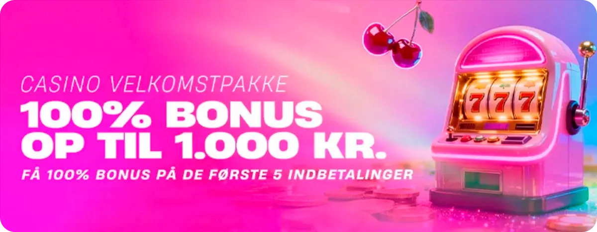 VBET Indbetalingbonus - Få 100% op til 1.000 kr
