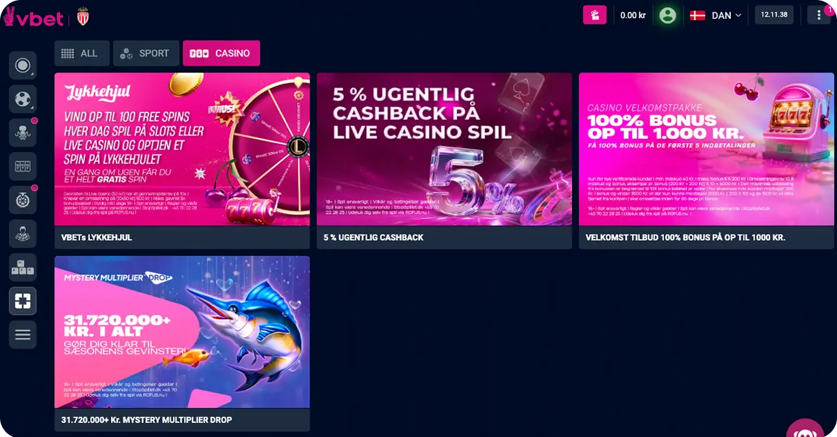 vbet casino velkomstbonus, kampagner og bonuskoder