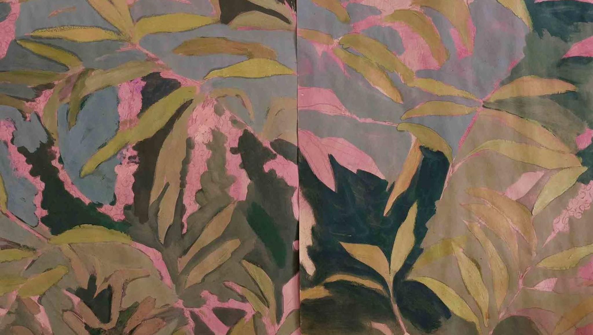 Interiores verde y rosa