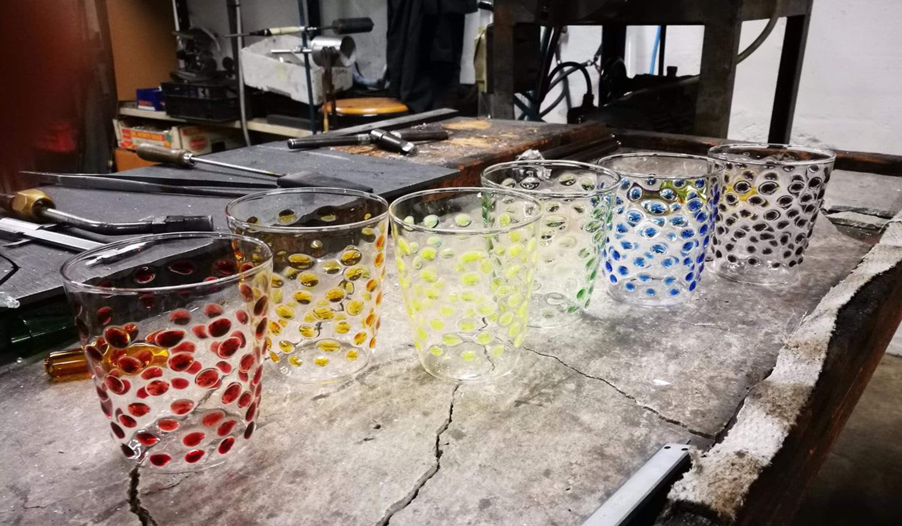 Multicolored Bubbled Glasses by Casarialto