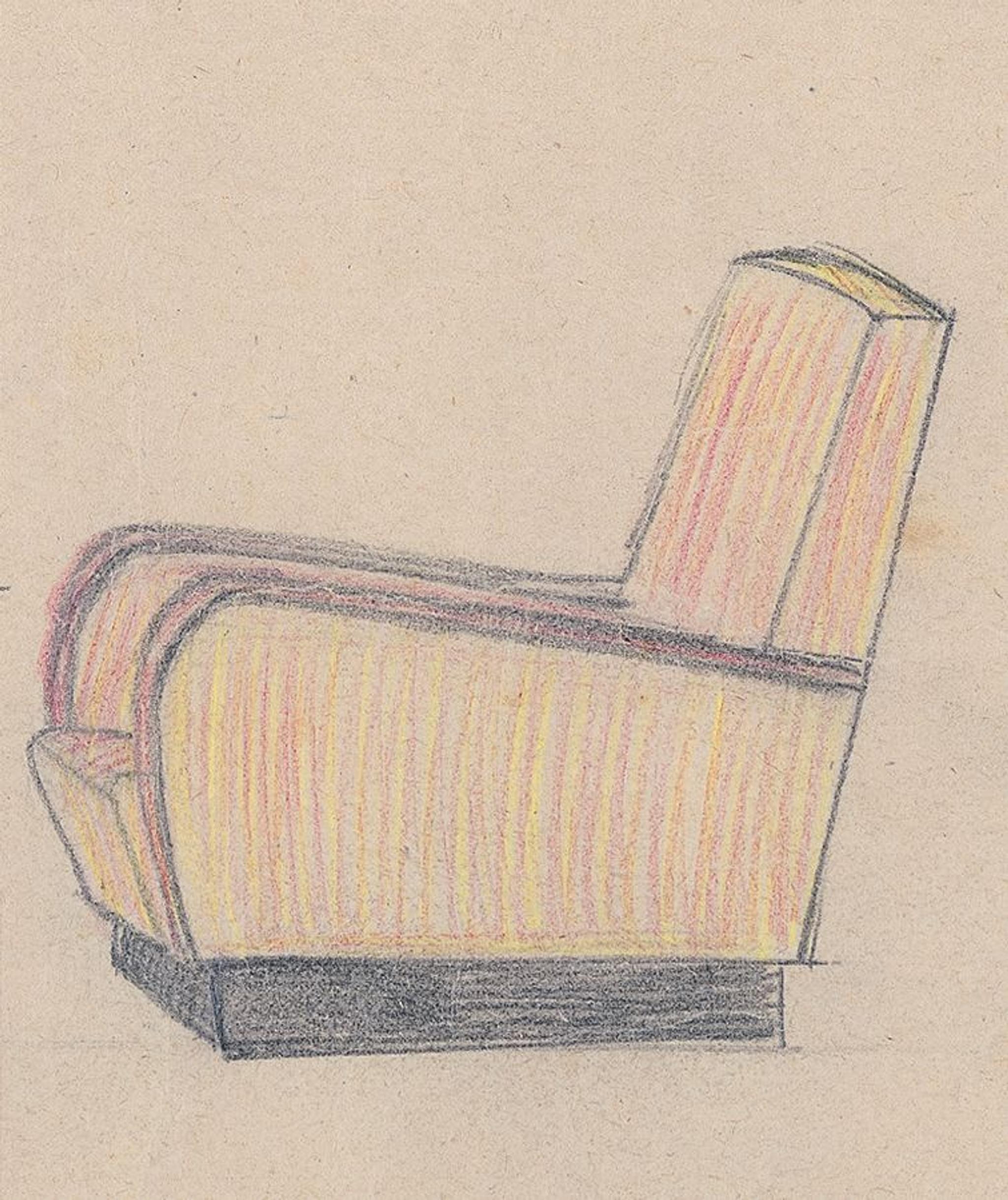 Esquisse du fauteuil Ventiquattro Maggio par Antonio Berdondini