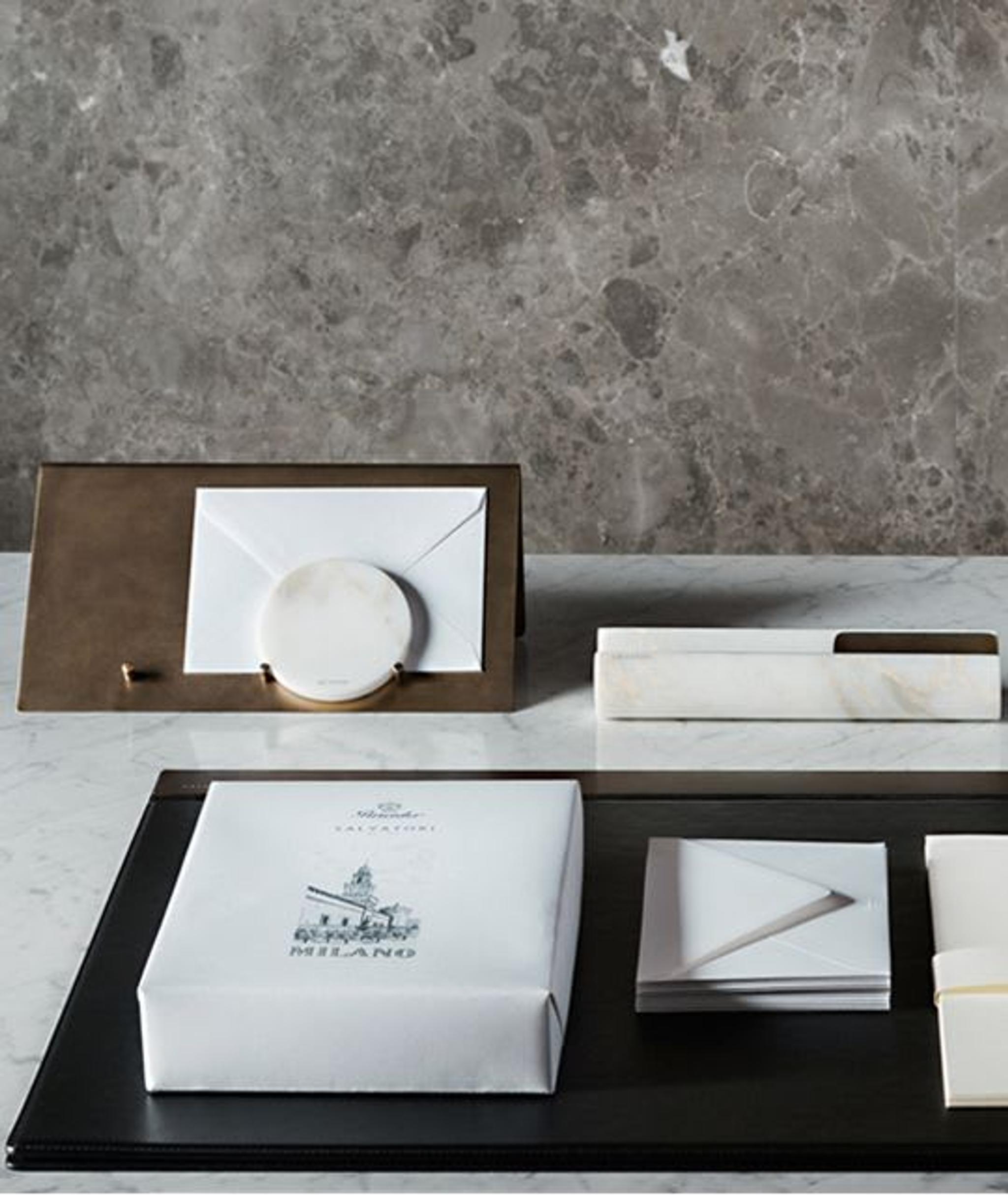 Marble and brass desk accessories by Salvatori