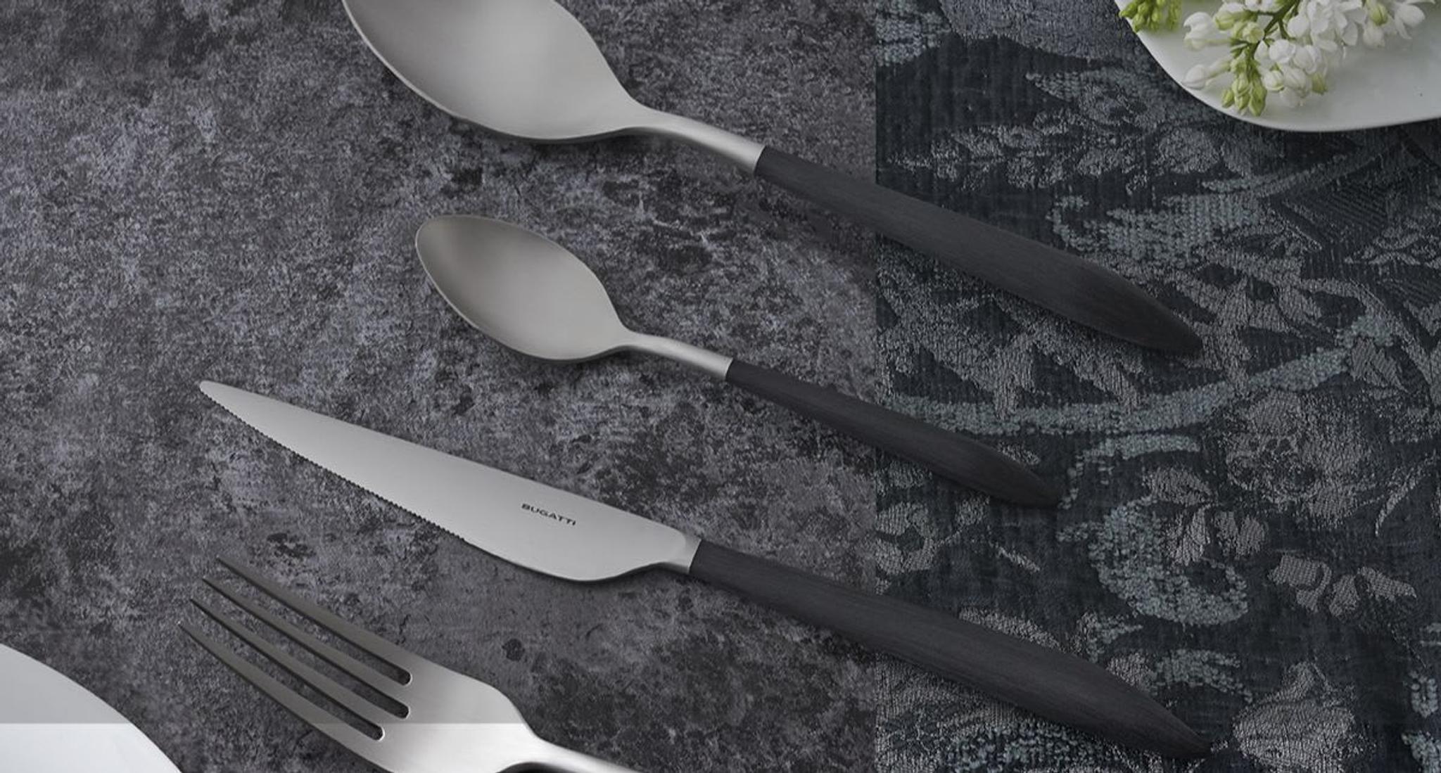  Bugatti Italy Rinascimento Gold and Black Steak Knives Set  (Rinascimento Gold/Black): Home & Kitchen