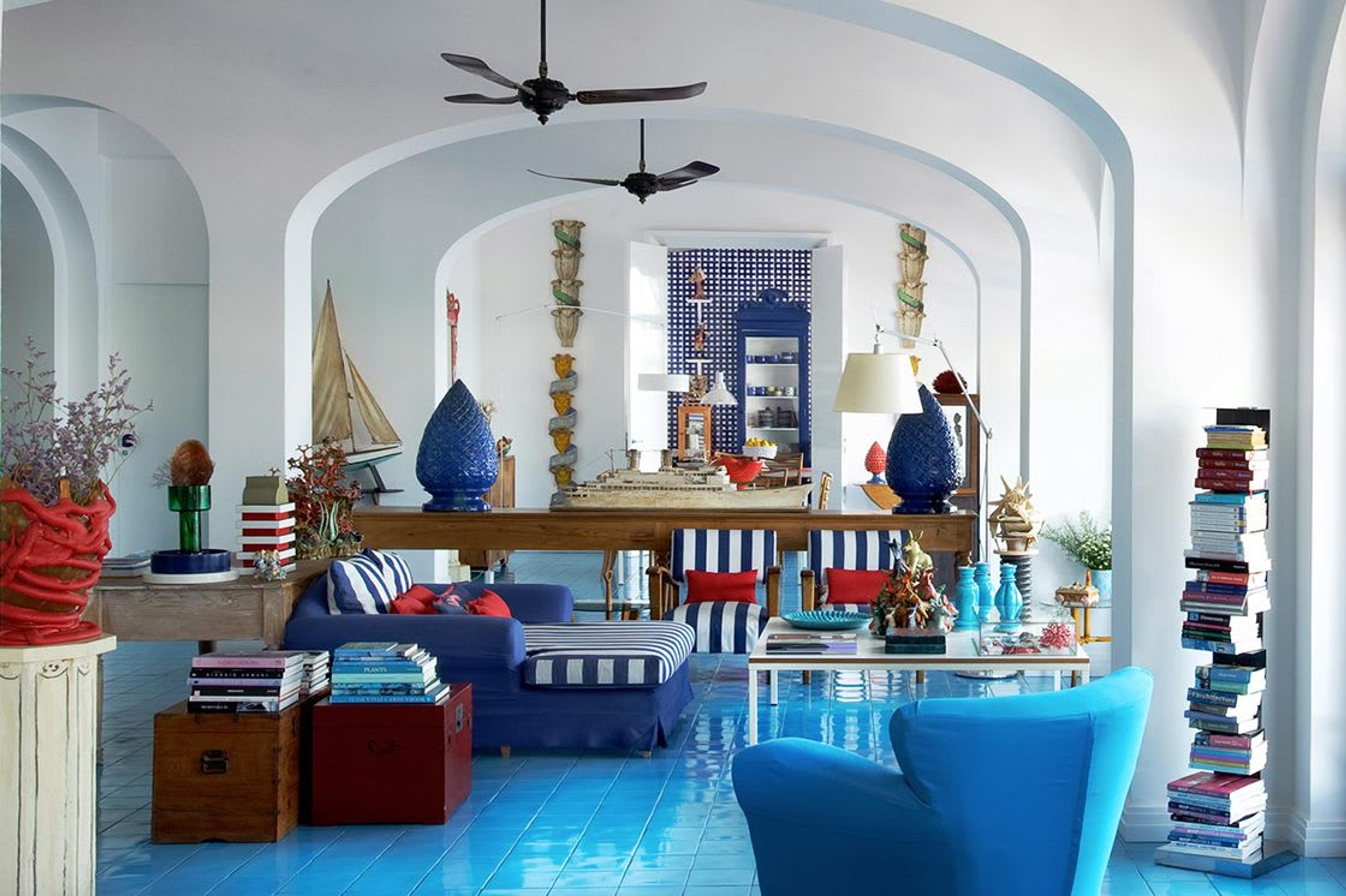 La Minervetta Hotel interiors featuring a combination of contemporary and antique home décor pieces