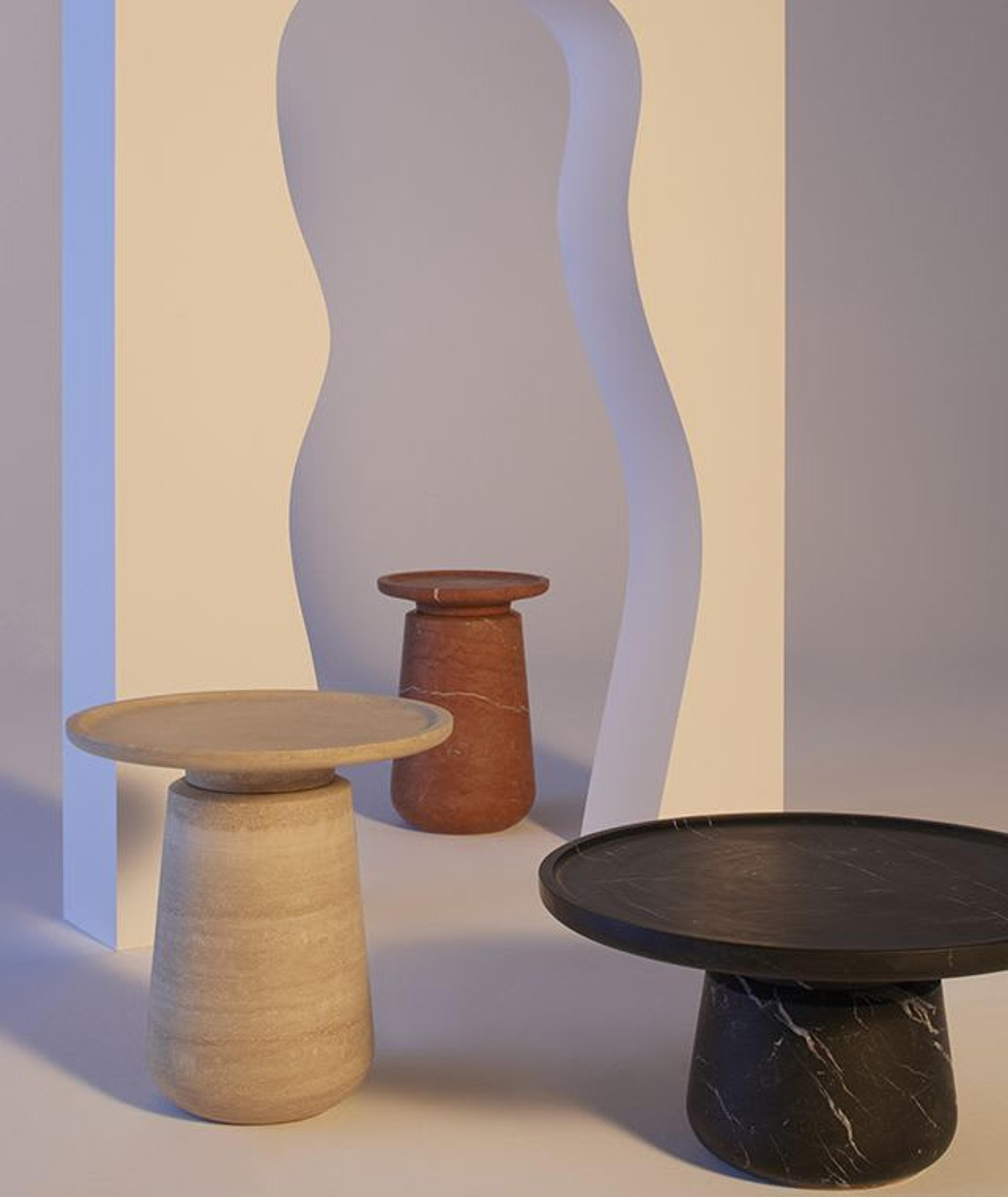 Altana Medium Travertine Side Table by Ivan Colominas by MMairo