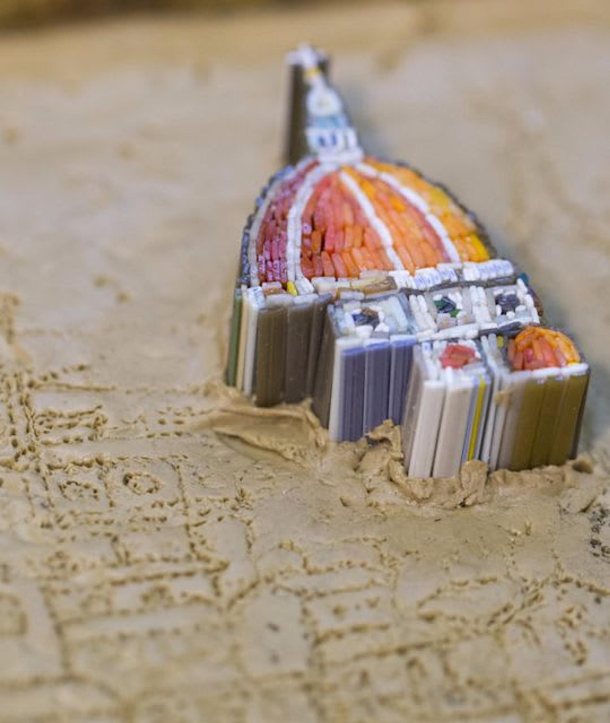 Detail of the refined creation of a micro-mosaic.