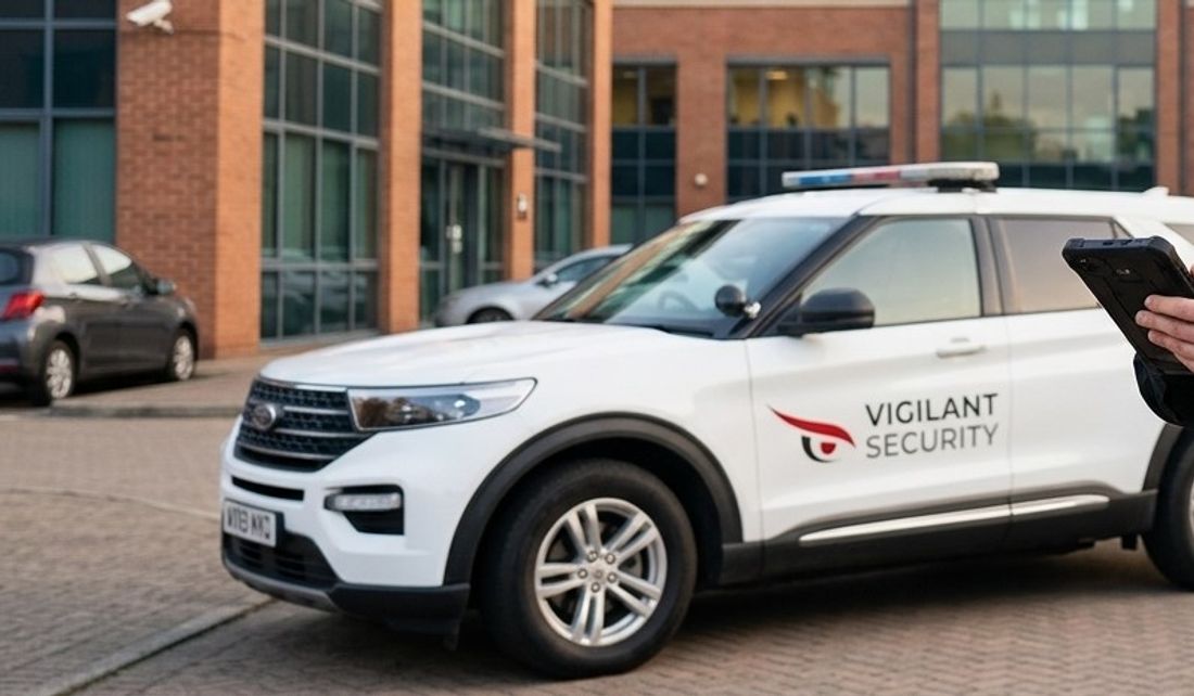 Marked Vigilant patrol vehicle parked at a commercial site