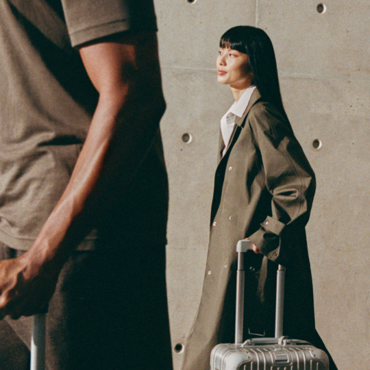 Traveler walking with suitcase