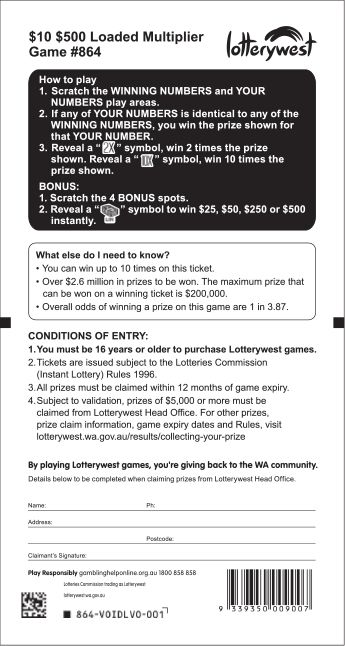 $500 Loaded Multiplier back ticket preview