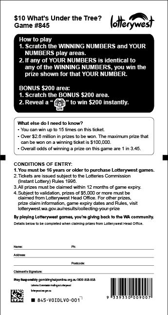 $10 What's Under the Tree back ticket preview