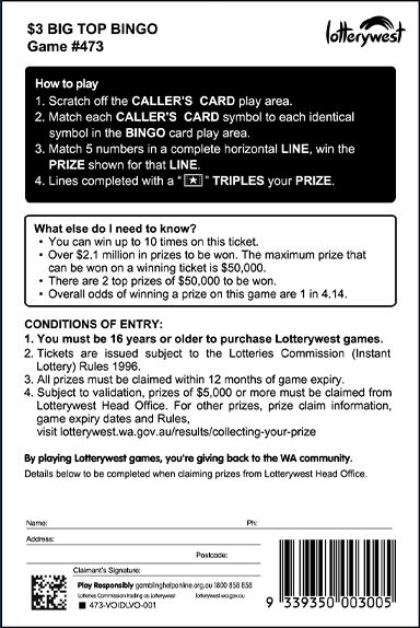 Big Top Bingo back ticket preview