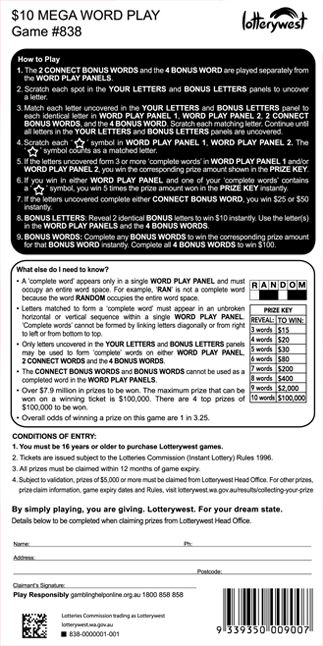 Mega Word Play back ticket preview