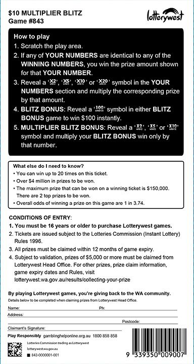 $10 Multiplier Blitz back ticket preview