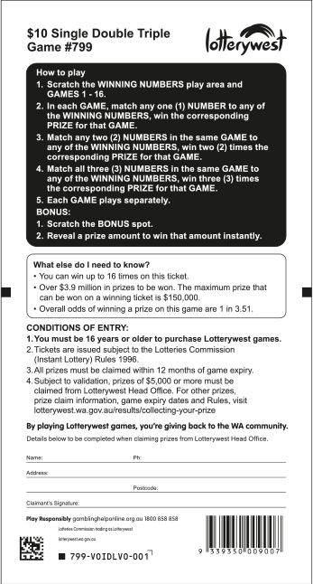 $10 Single Double Triple back ticket preview