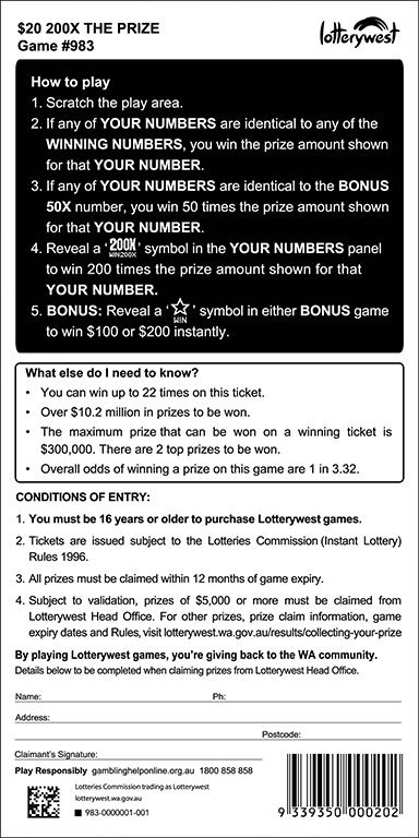 $20 200X The Prize back ticket preview