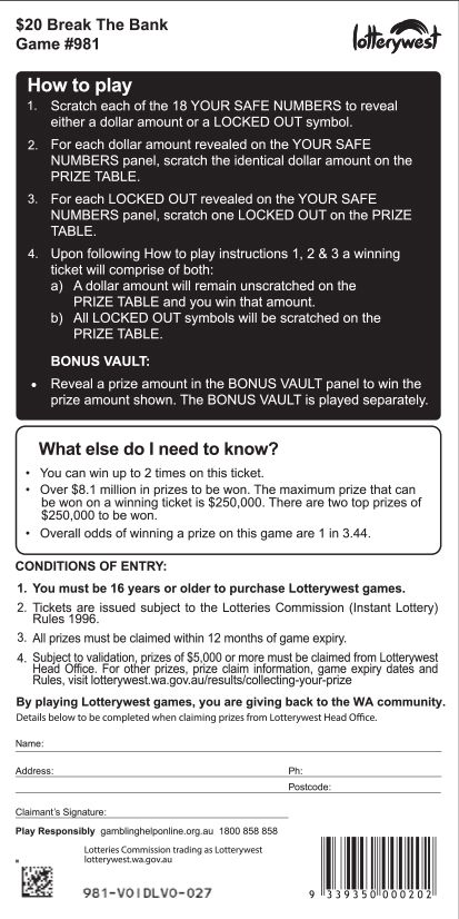 Break the Bank back ticket preview
