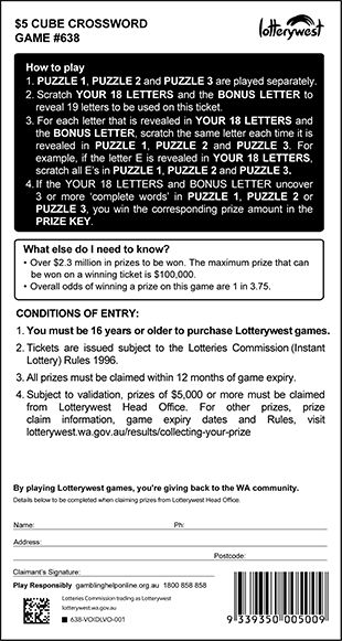 Cube Crossword back ticket preview