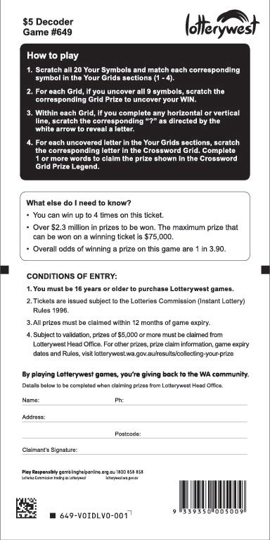 $5 Super Word Play back ticket preview