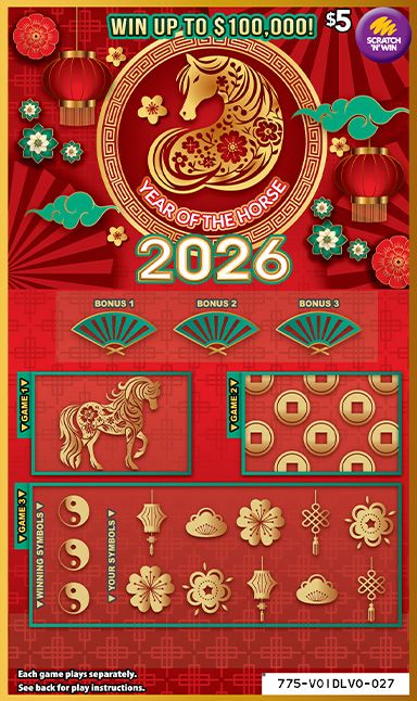 $5 Year of the Horse front ticket preview