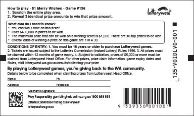 $1 Merry Wishes back ticket preview