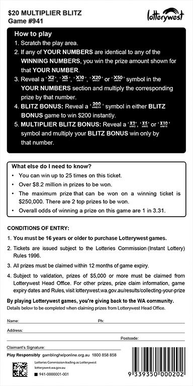$20 Multiplier Blitz back ticket preview