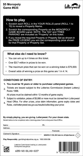 Monopoly back ticket preview