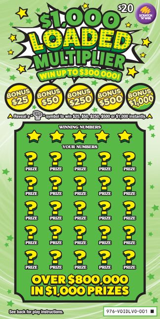 $1,000 Loaded Multiplier front ticket preview