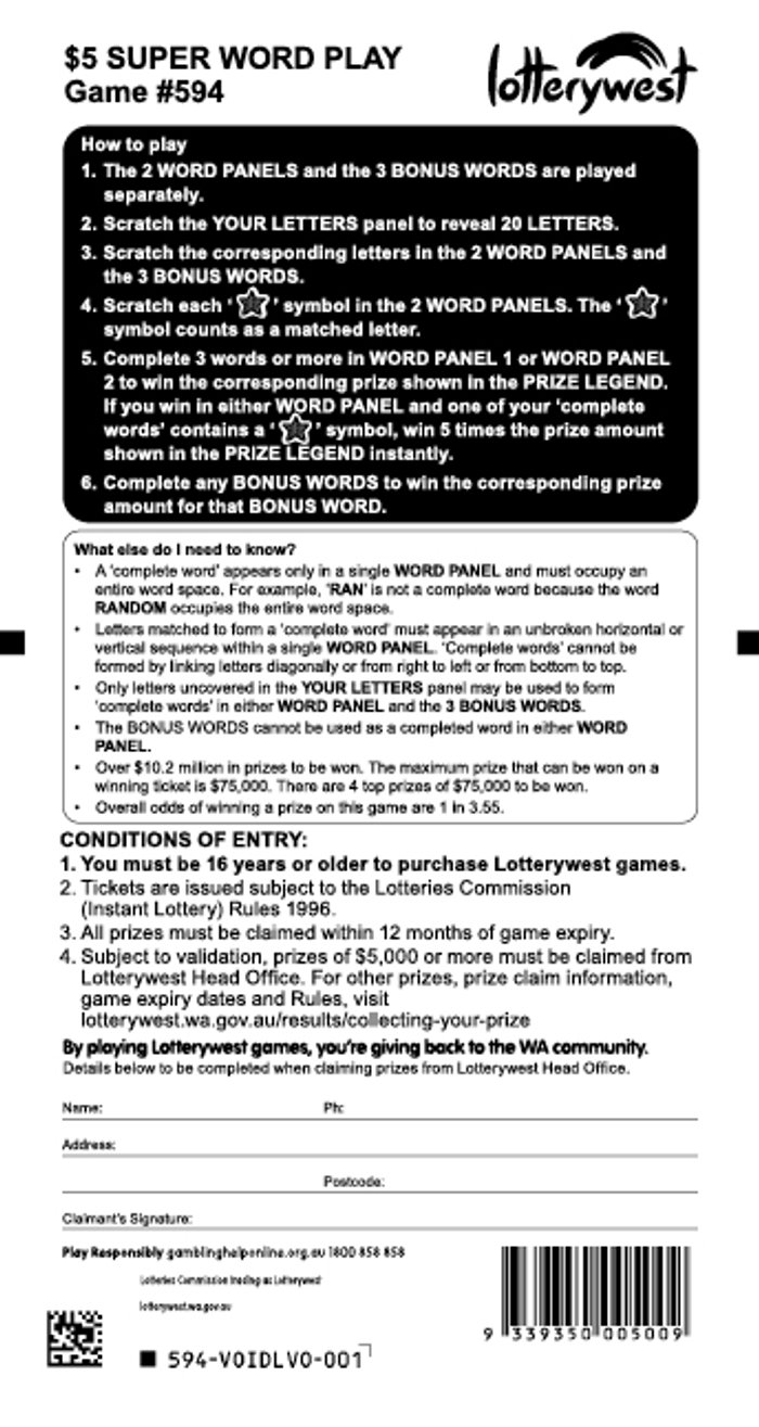 Super Word Play back ticket preview