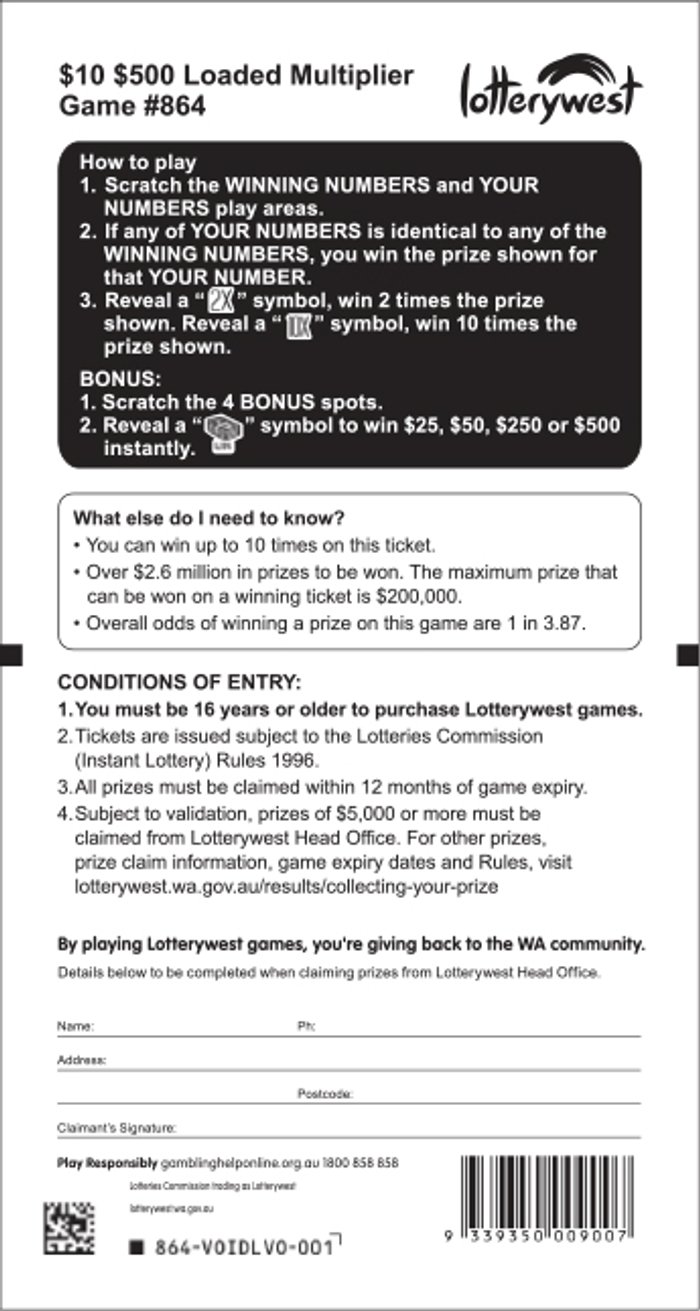 $500 Loaded Multiplier back ticket preview